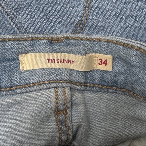 {Levi's} "711 Skinny" Mid Rise Slim Skinny Frayed Raw Hem Stretch Denim Jeans - Picture 6 of 8